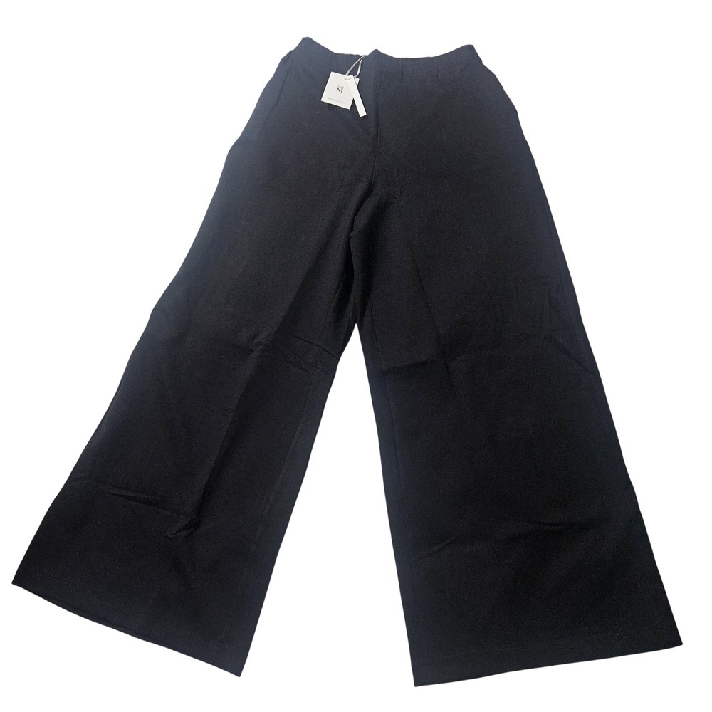 Milio-Milano Pants Womens XL Black Wide Leg Elastic Waist Pockets‎ Italy